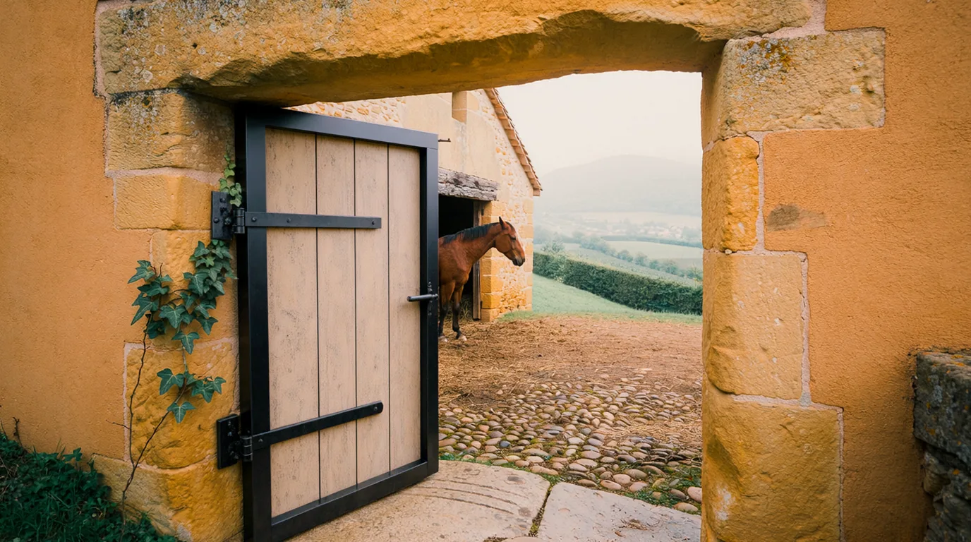 Entrée, Pony Gônes, centre équestre à Orliénas